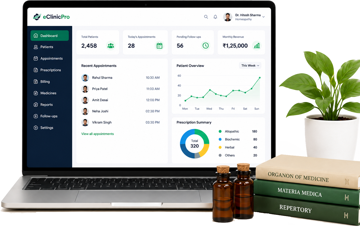eClinicPro dashboard for Dentists