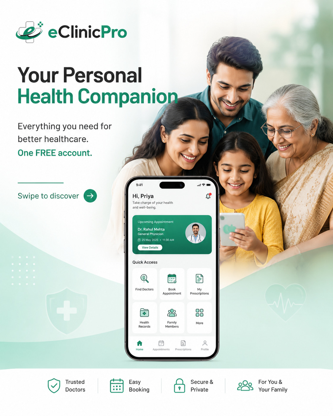 Your personal health companion — eClinicPro patient app