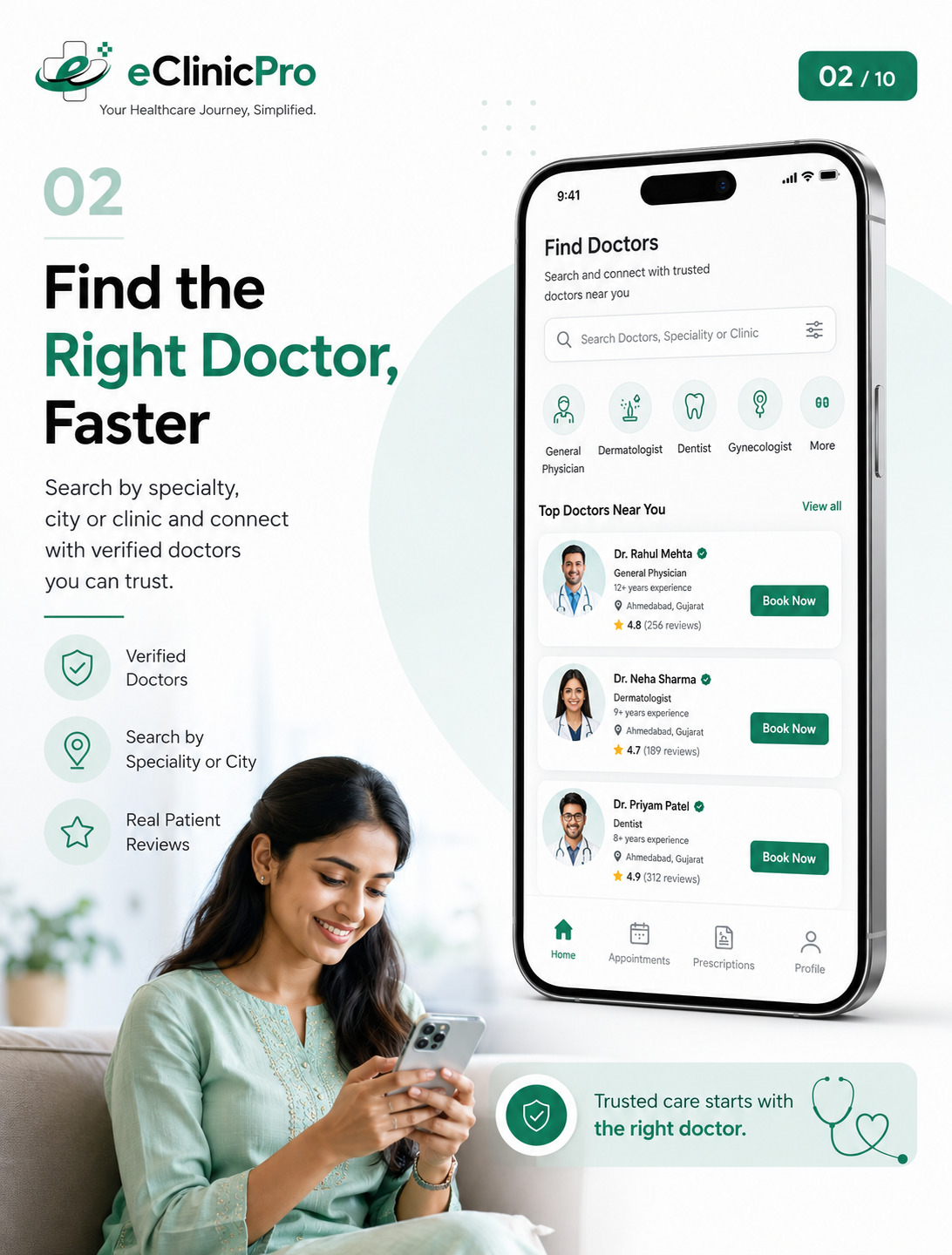 Find the Right Doctor, Faster — eClinicPro patient app