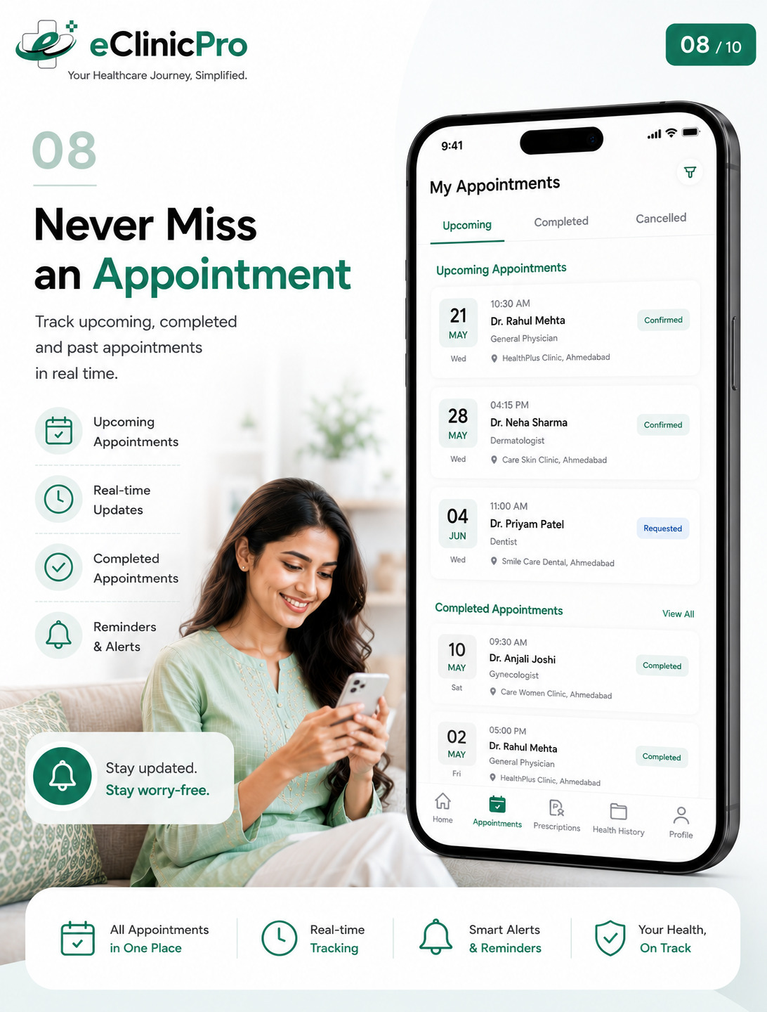 Never Miss an Appointment — eClinicPro patient app
